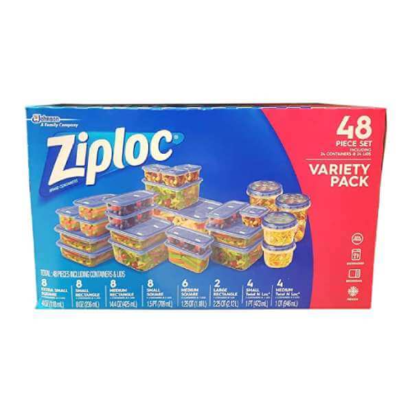 Ziploc Food Containers & Lids 48 Piece Variety Pack Set