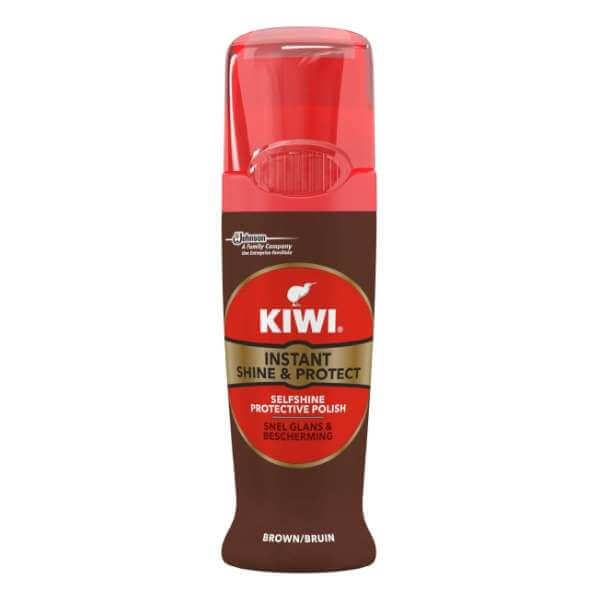 Kiwi Shoe Shine Liquid Tube with Applicator Brush, Brown, 75 ml