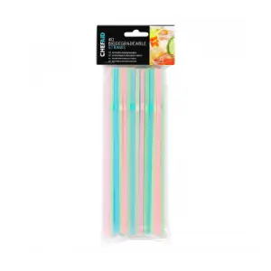 CHEF AID BIODEGRADEABLE STRAWS ASSORTED COLOUR 40PK