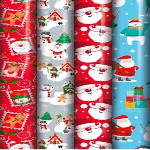 4 X 8M ROLLS OF MORDEN CHRISTMAS GIFT WRAPPING PAPER WITH 32 MATCHING TAGS