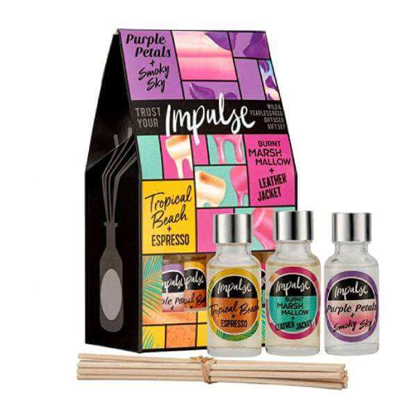 IMPULSE WILD & FEARLESS REED DIFFUSER SET 3PC (3X30ML DIFFUSER SCENTS & REED STICKS)