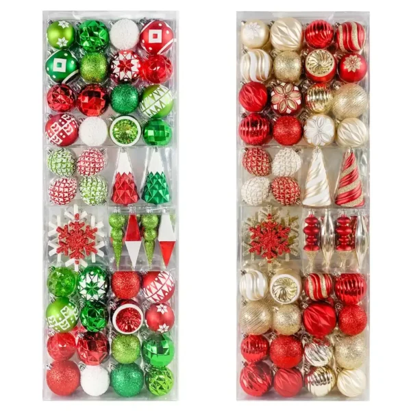 52 Piece Shatter Resistant Christmas Ornament Set - In 2 Colours