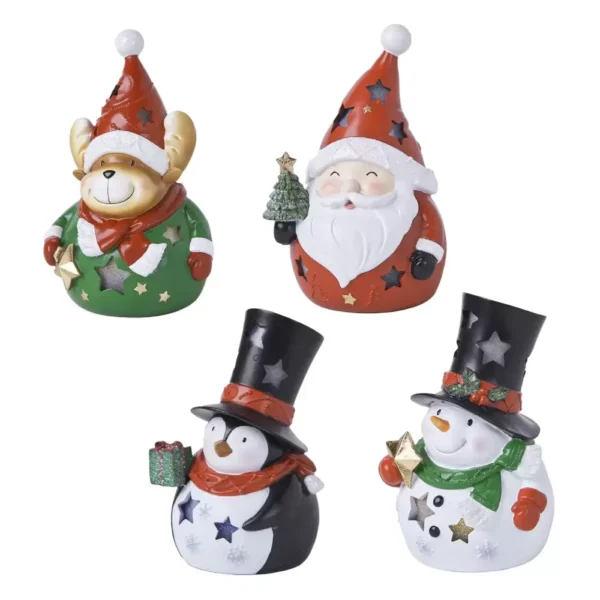 6 Inch (15.3cm) Reindeer, Santa, Penguin & Snowman Night Lights with Colour Changing LED Lights