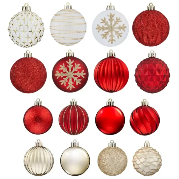 78 PIECE SHATTER RESISTANT CHRISTMAS ORNAMENT SET IN 2 COLOURS - Image 3