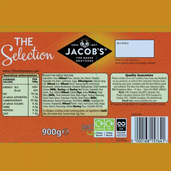 Jacobs biscuits for cheese 900g