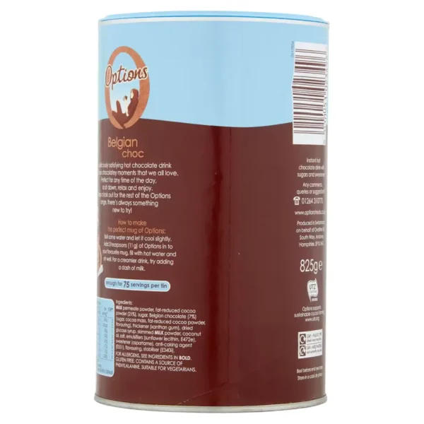 OPTIONS BELGIAN INSTANT CHOCOLATE DRINK 6 X 825G - Image 3