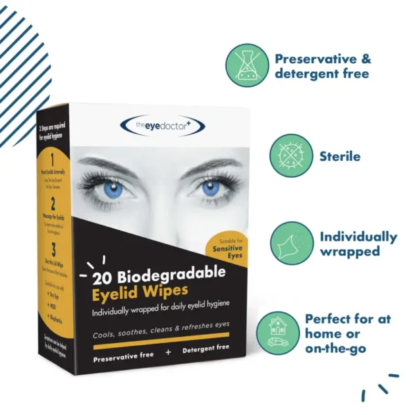 The Eye Doctor Biodegradable Eyelid Wipes 20pk 2