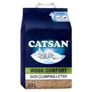 Catsan Wood Comfort Non Clumping Litter, 20l (1)