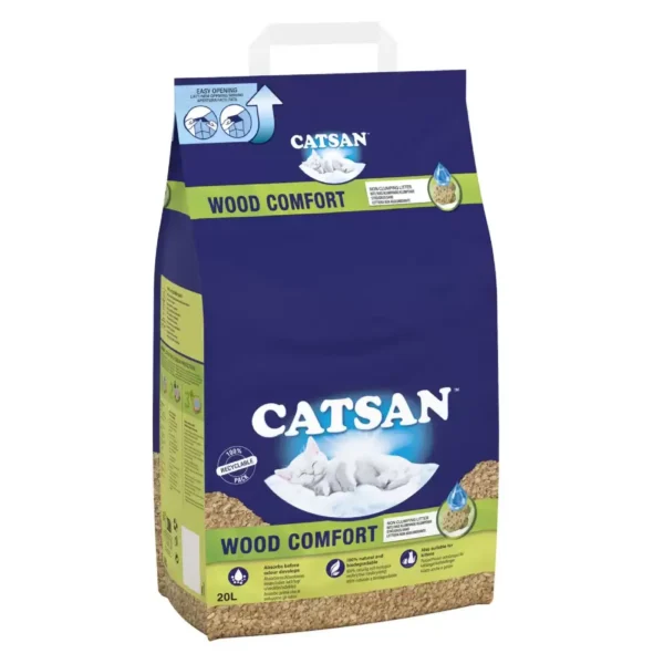 Catsan Wood Comfort Non Clumping Litter, 20l 2 (1)