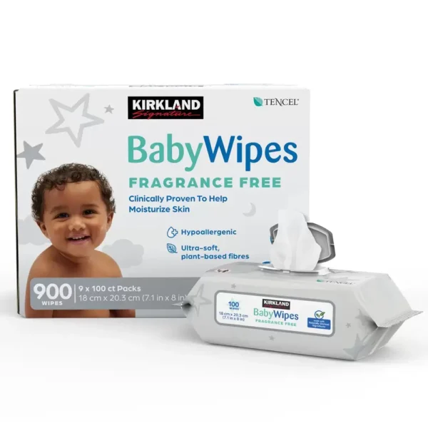 Kirkland Signature Tencel Baby Wipes 9 X 100 Wipes (1)